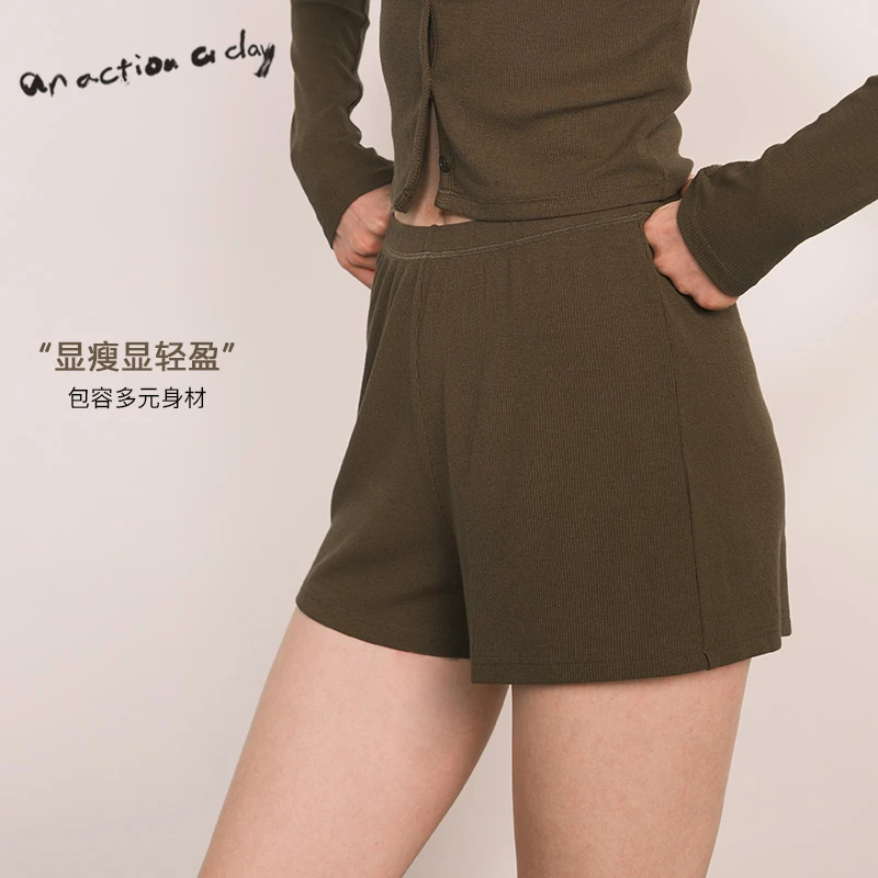 AAAD | Basic Wear 细螺纹松紧宽松百搭夏季薄款休闲运动短裤女