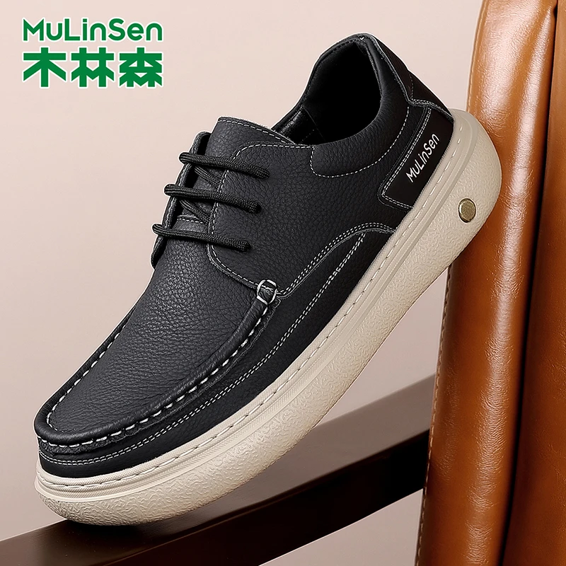 木林森舒适时尚百搭真皮透气休闲皮鞋男士开车软底皮鞋休闲鞋JB