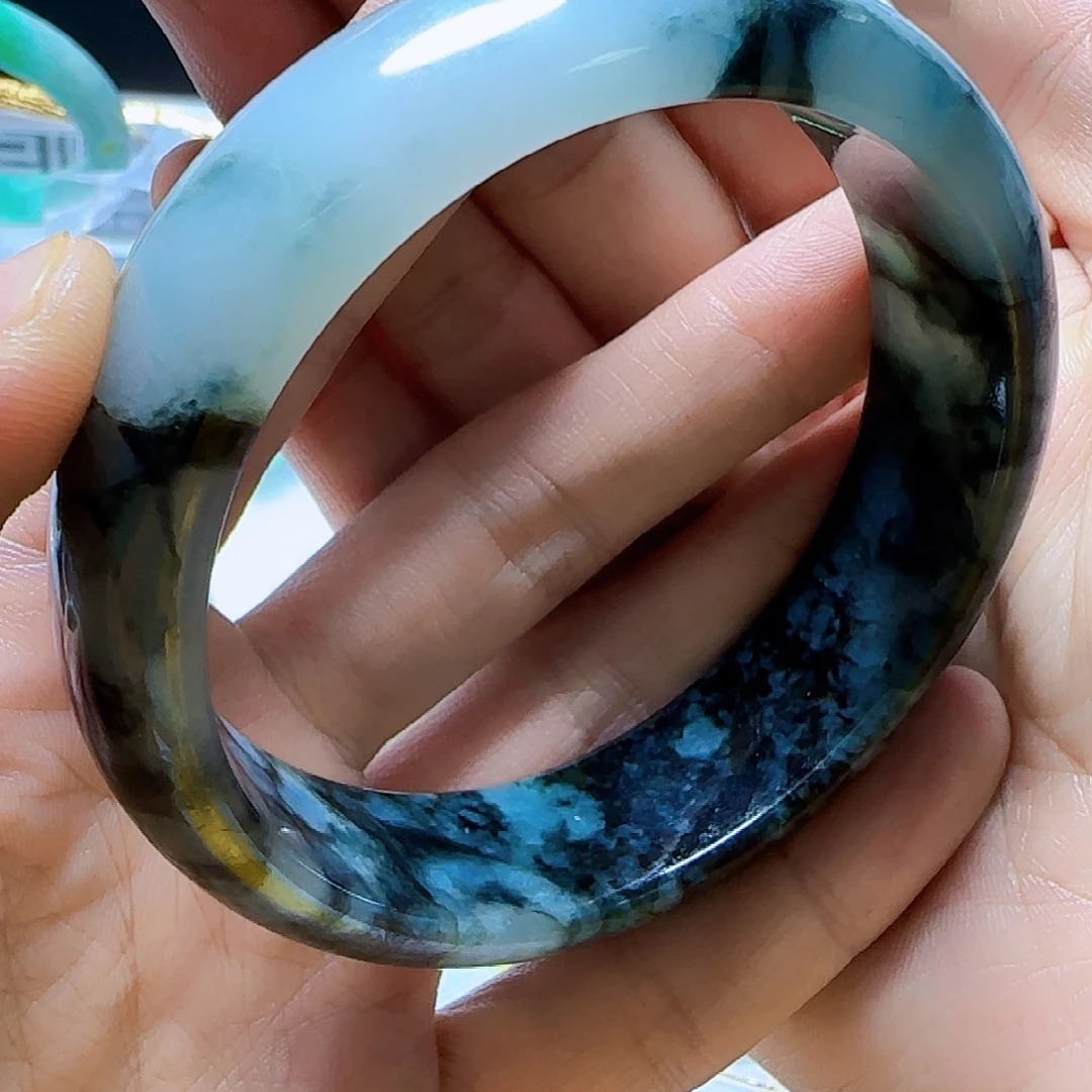 心***空翡翠未镶嵌手镯翡翠460