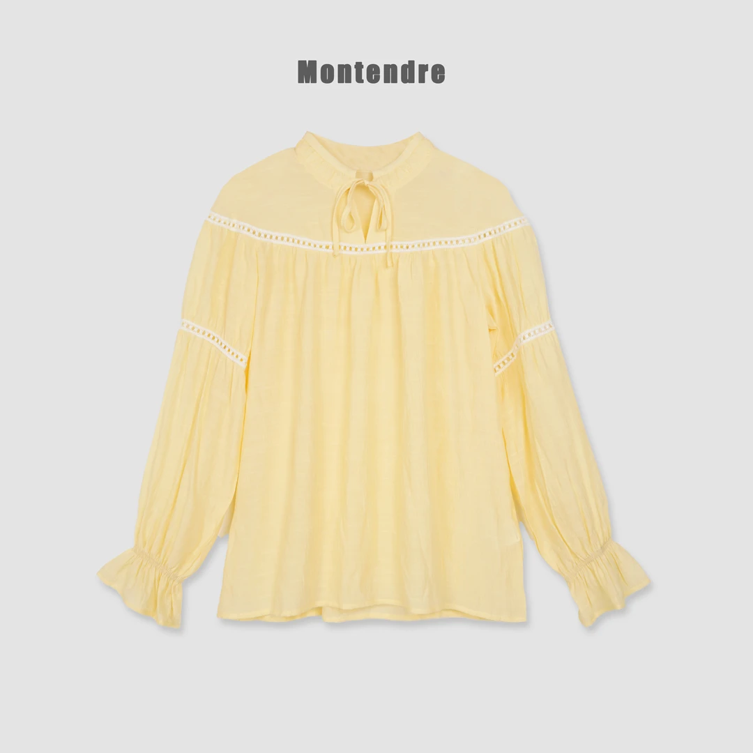 【MonTendre】春季新款 C 欧若风时尚洋气通勤精致重磅压褶设计衬衫