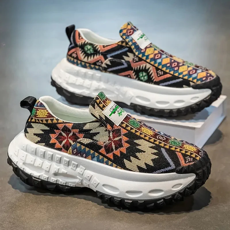 【设计师】男鞋夏季时尚厚底增高休闲帆布鞋男士透气运动老爹鞋