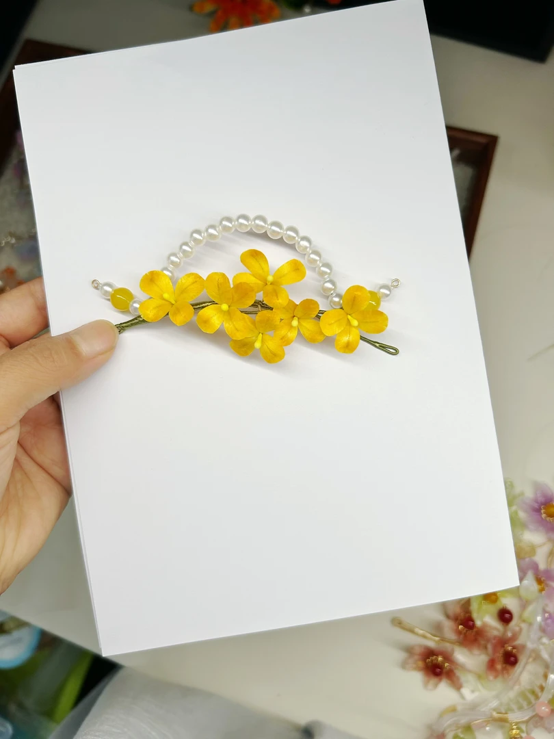 绒花2号 桂花软簪 非遗绒花