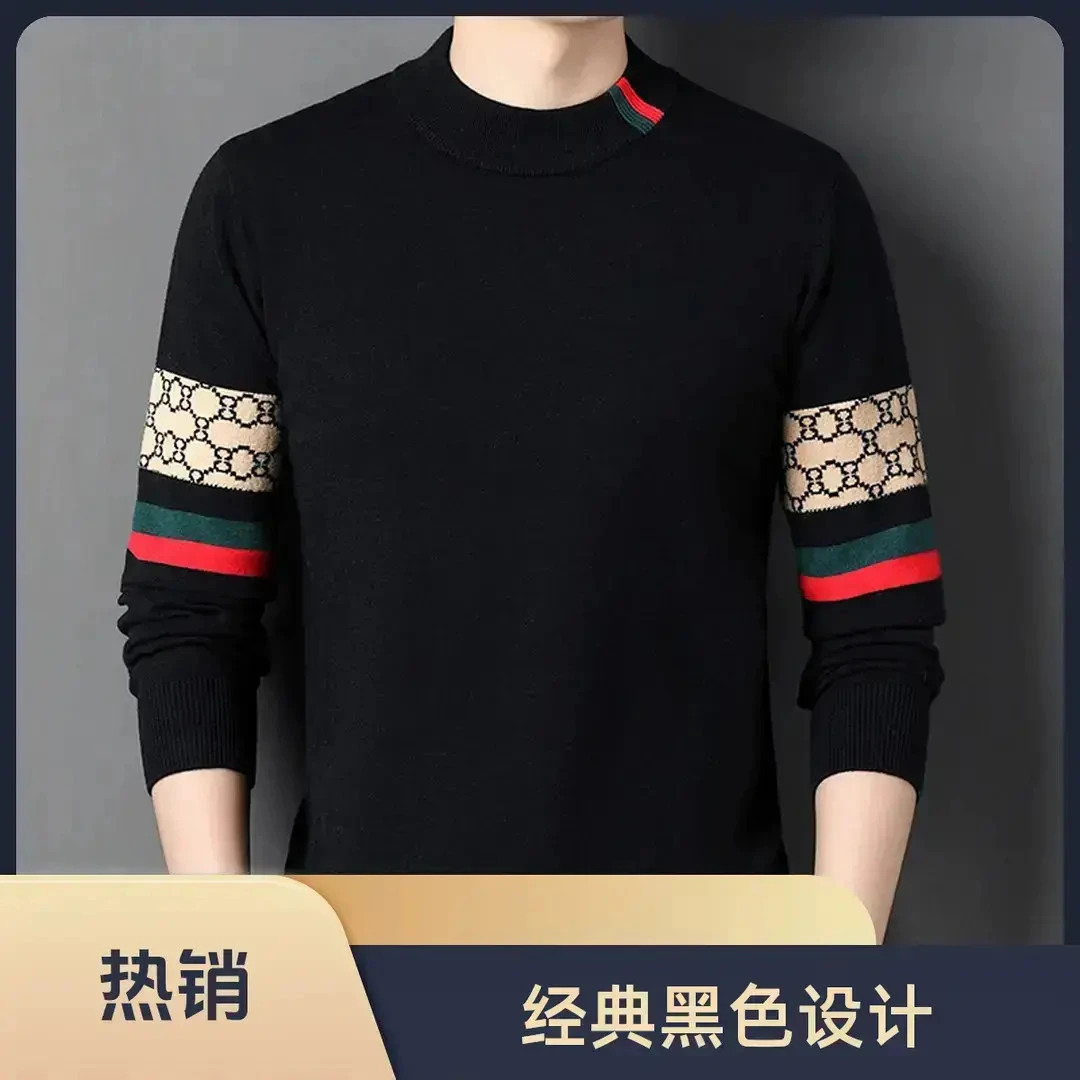 【高品质】男士标准套头款半高领修身常规衫保暖毛衣上衣加厚圆领