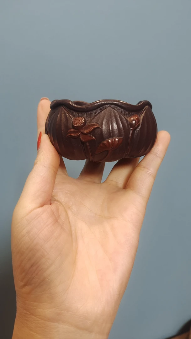 宜兴紫砂原矿紫砂精品莲花杯收藏款定制批发可把玩可养