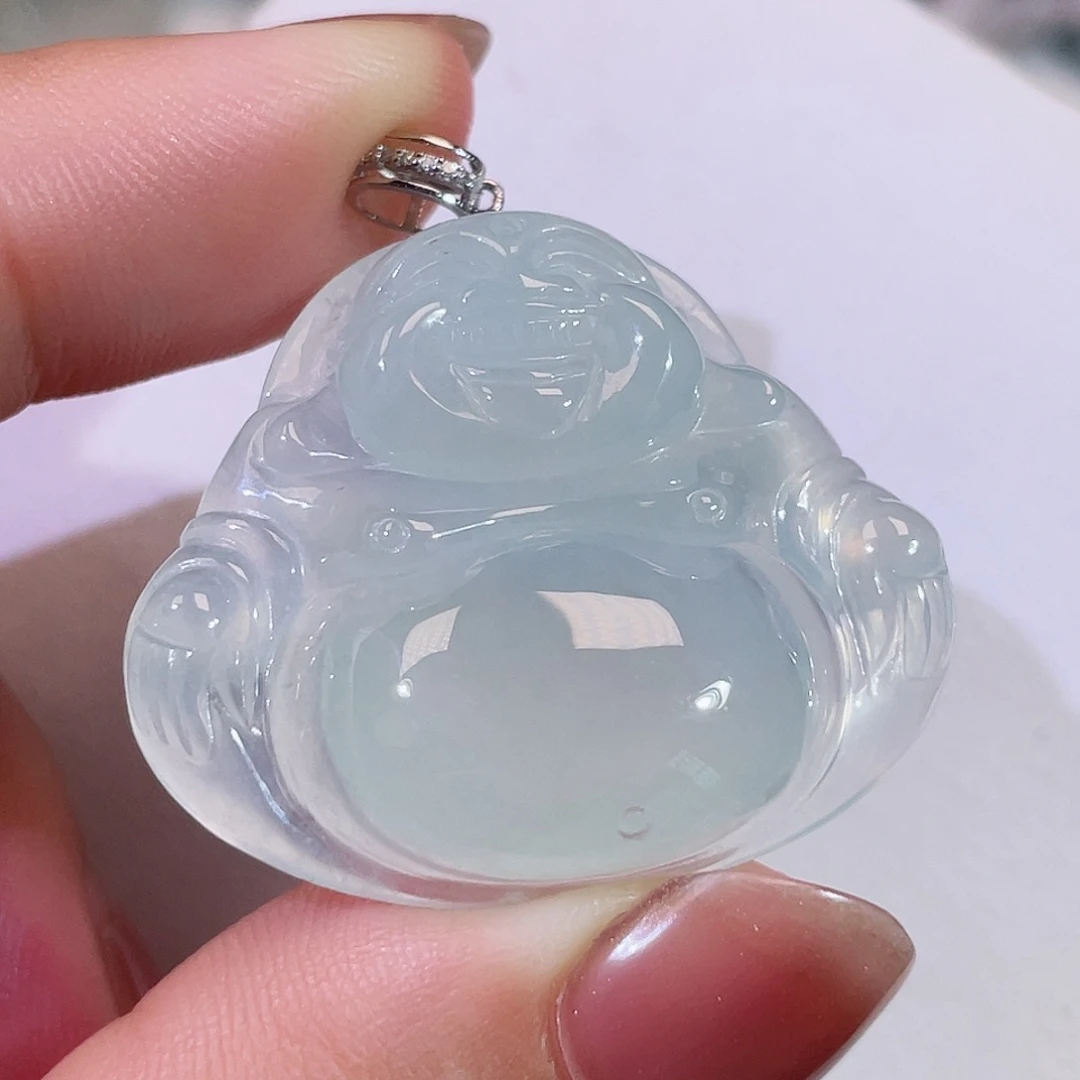 翡翠18K金镶嵌颈饰佛公