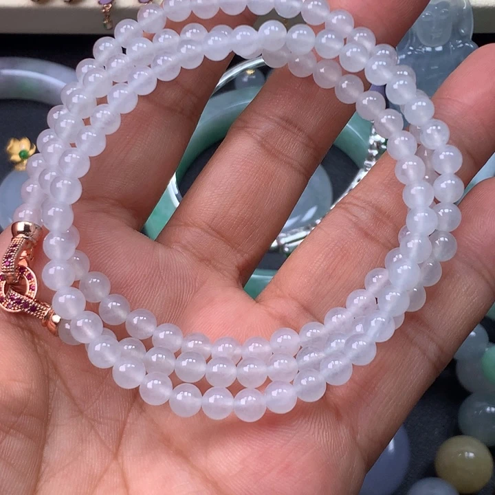 翡翠未镶嵌手链长珠串卡5