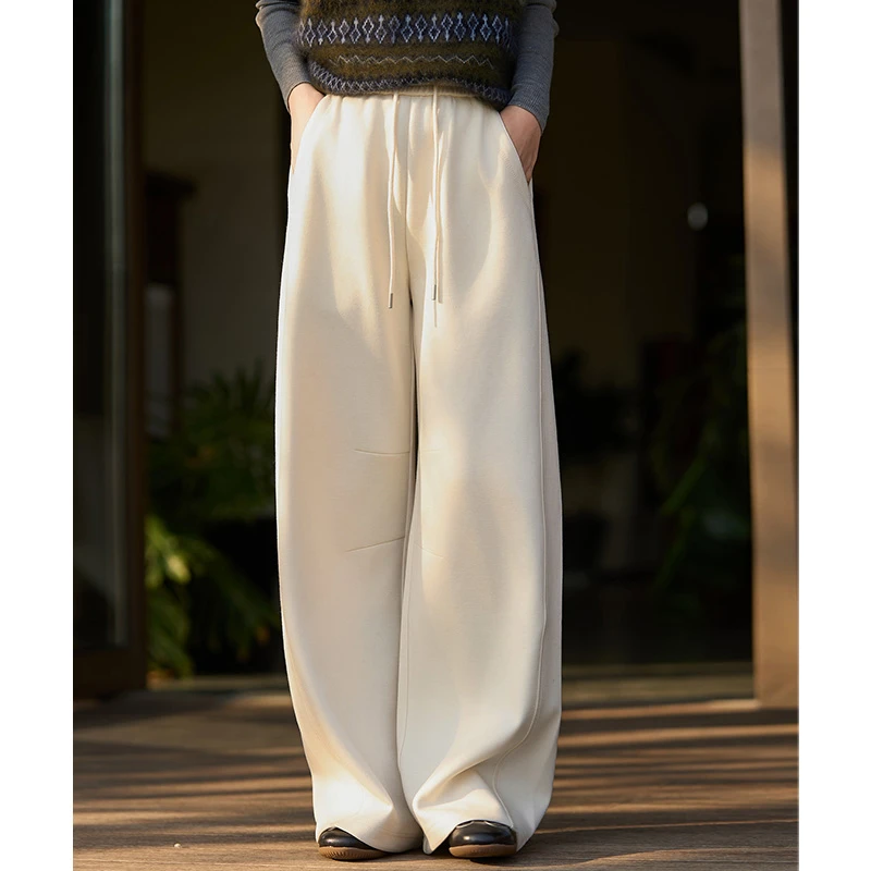 2025秋冬绵羊毛垂感阔腿裤时尚显瘦百搭长款高腰裤子W05-26K81013