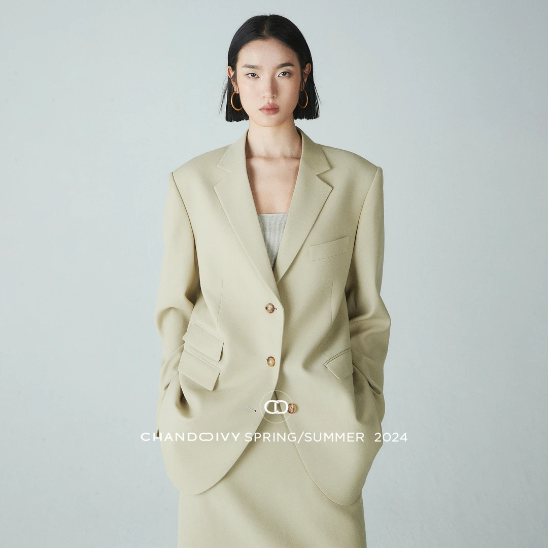 CHANDOOIVY 定染精纺羊毛 ROW风静SHE老经典廓形西装外套