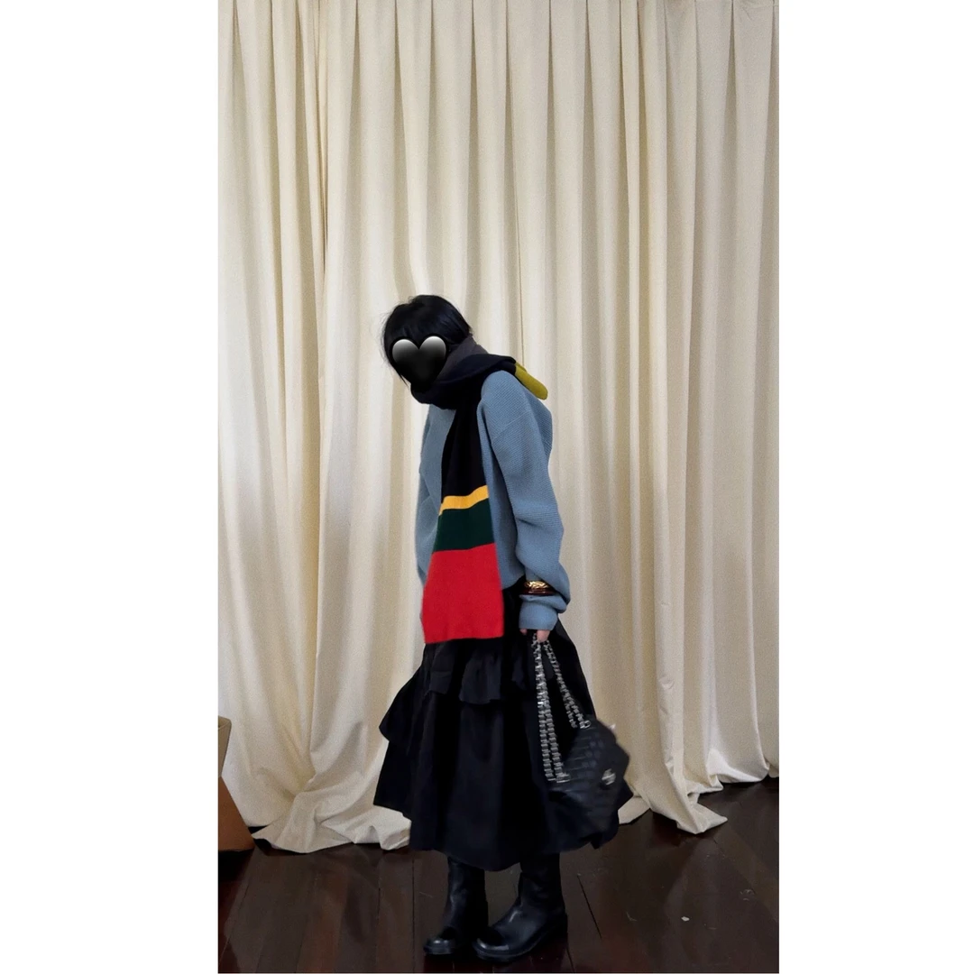 韩国纱线饼干圆领套头衫 J24W076