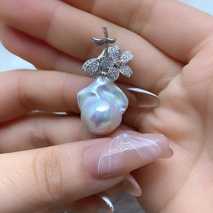 淡水珍珠耳饰银S925镶嵌风***～