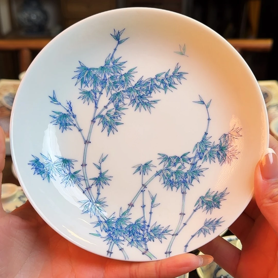 杯重工斗彩竹子壶乘纯手绘