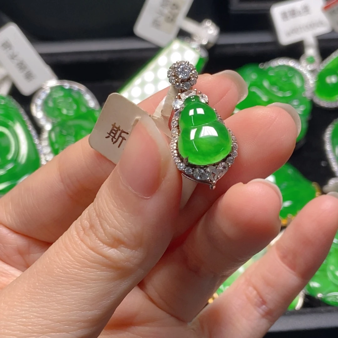 翡翠银S925镶嵌吊坠(不含链)