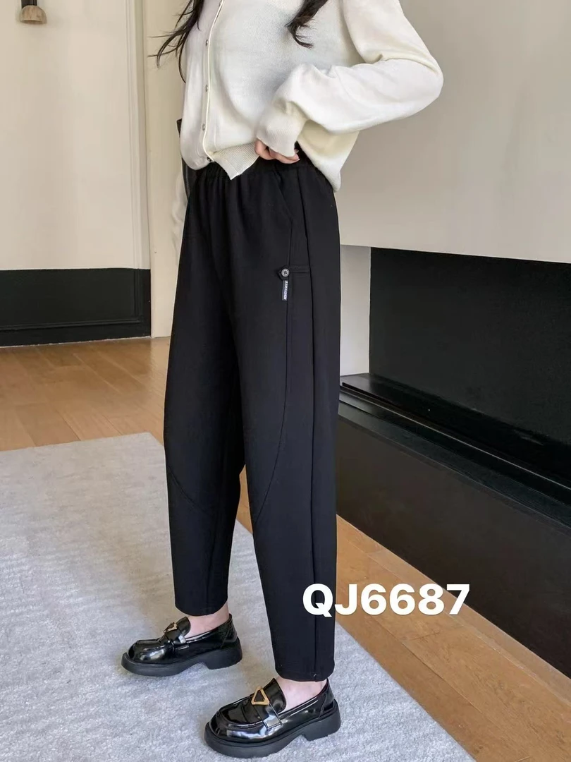 【丽丽家】秋季休闲简约百搭显瘦萝卜裤6687