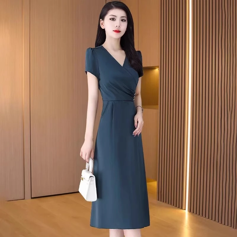 品牌冰丝高贵女装连衣裙2025新款夏季洋气衣服上档妈妈装