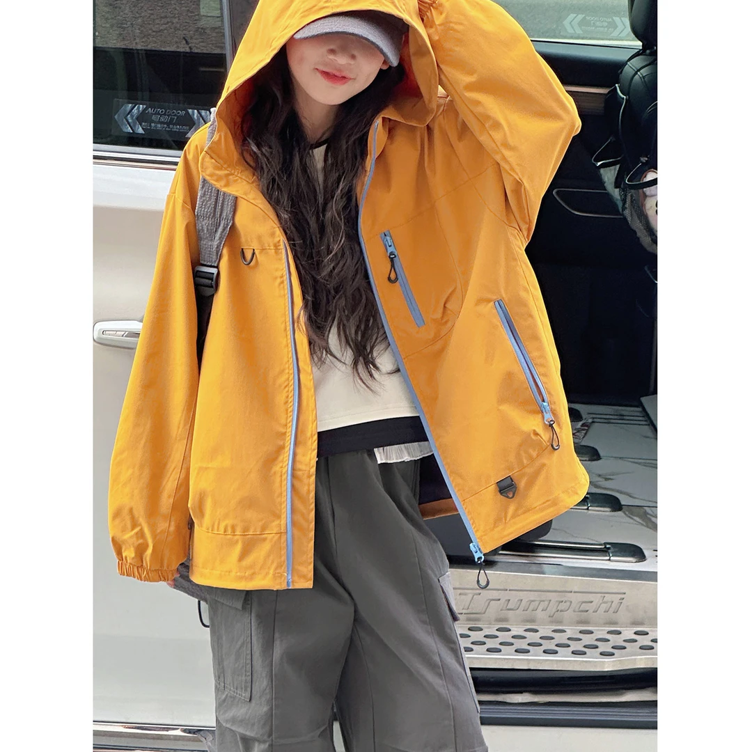 K29368孙小美女童户外冲锋衣秋装新款儿童连帽外套春秋上衣