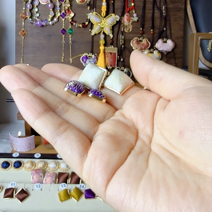 琉璃纯铜合金耳钉