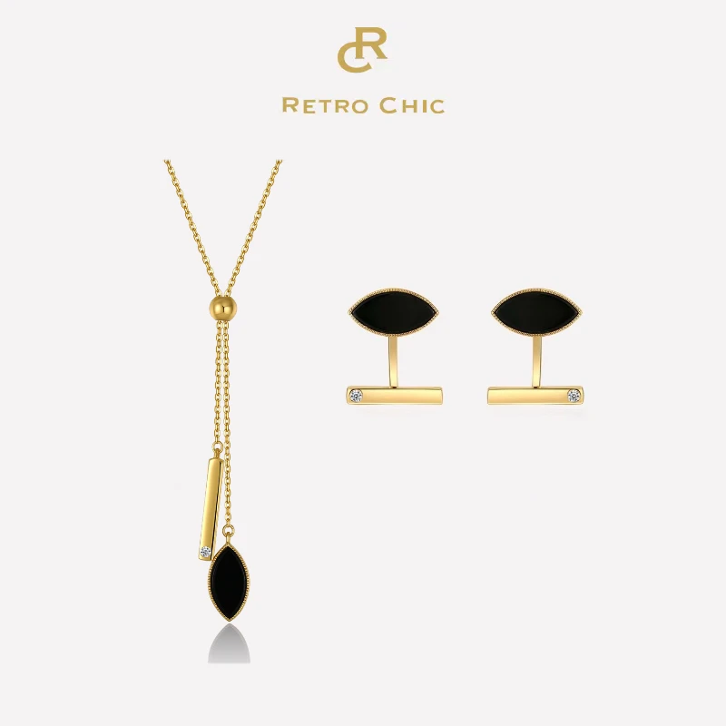 合金项链 RC RETRO CHIC意大利复古创意饰品 黑眼睛耳钉细长项链