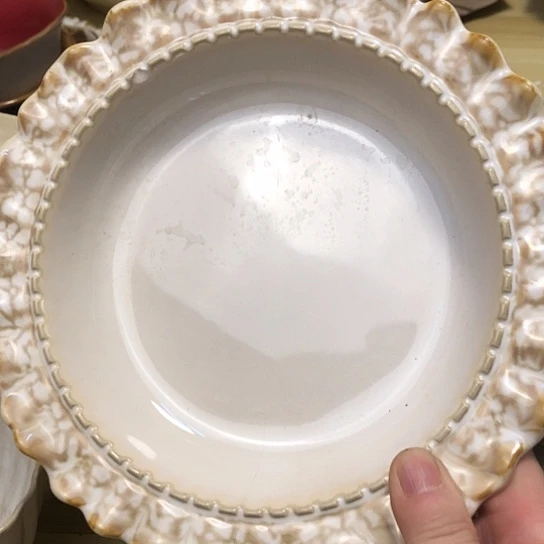瓷片微瑕焦糖黄深盘三个一组