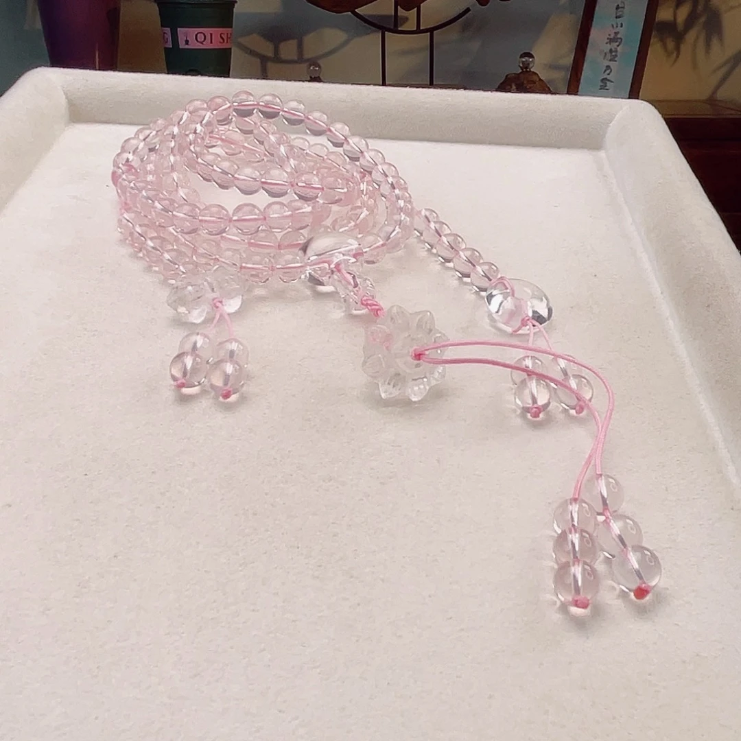 未镶嵌颈饰水晶粉水晶108子