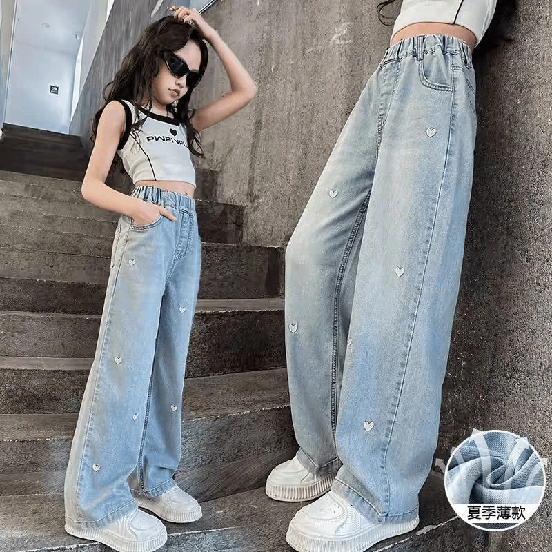 【天丝】女童夏季薄阔腿裤中大童时髦爆款直筒裤儿童夏季天丝长裤