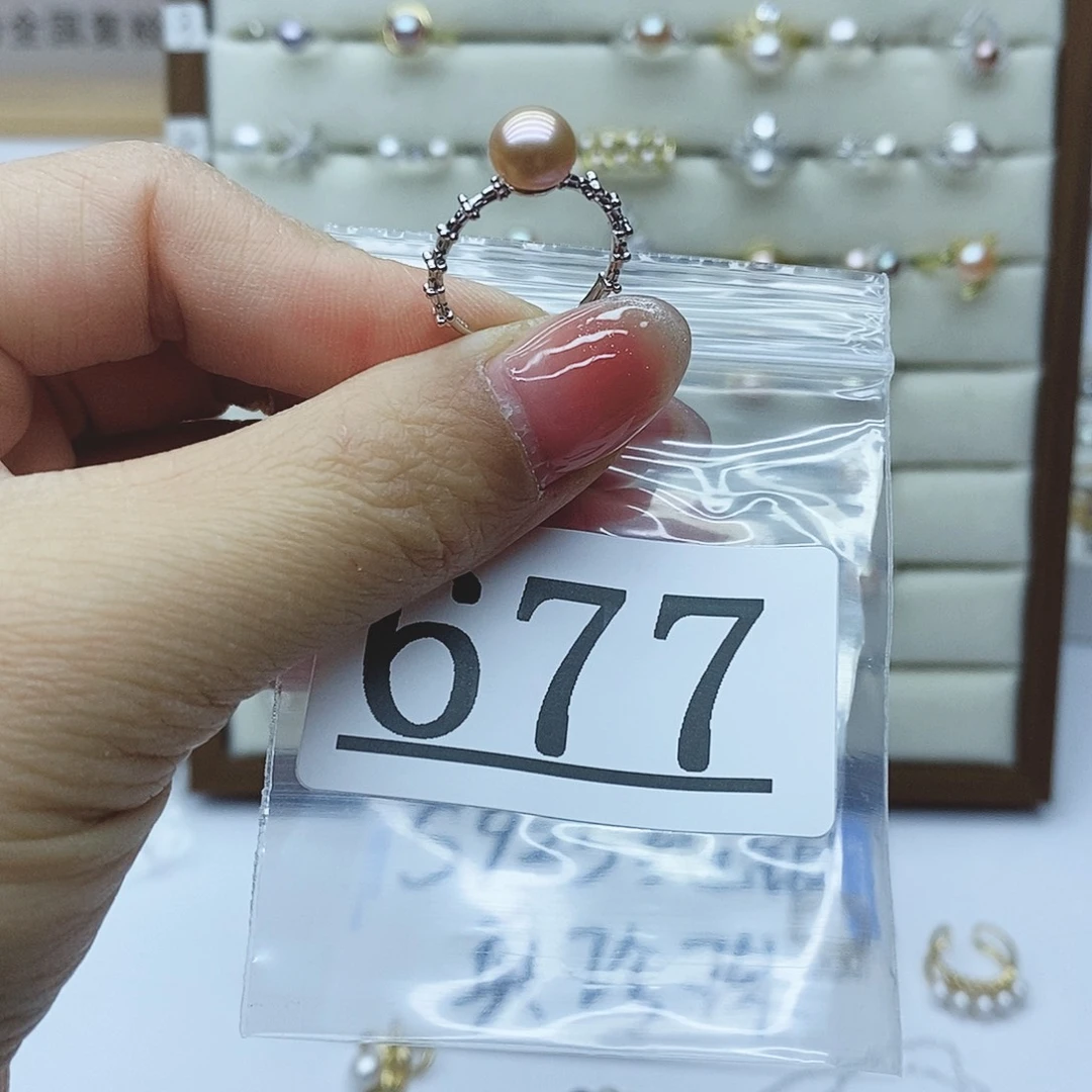 淡水珍珠戒指银S925镶嵌677