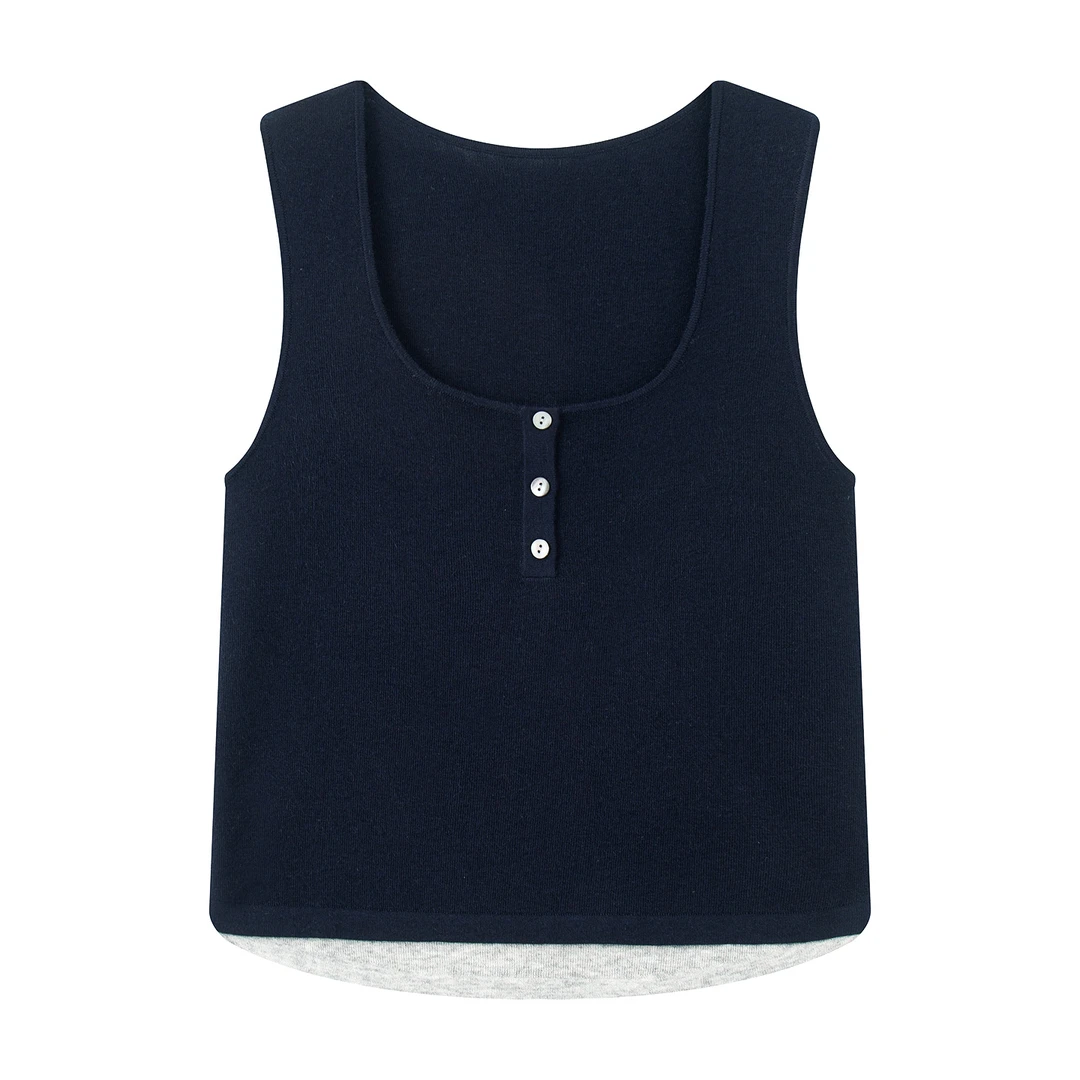 chic风极简风背心修身百搭风毛针织衫E7117