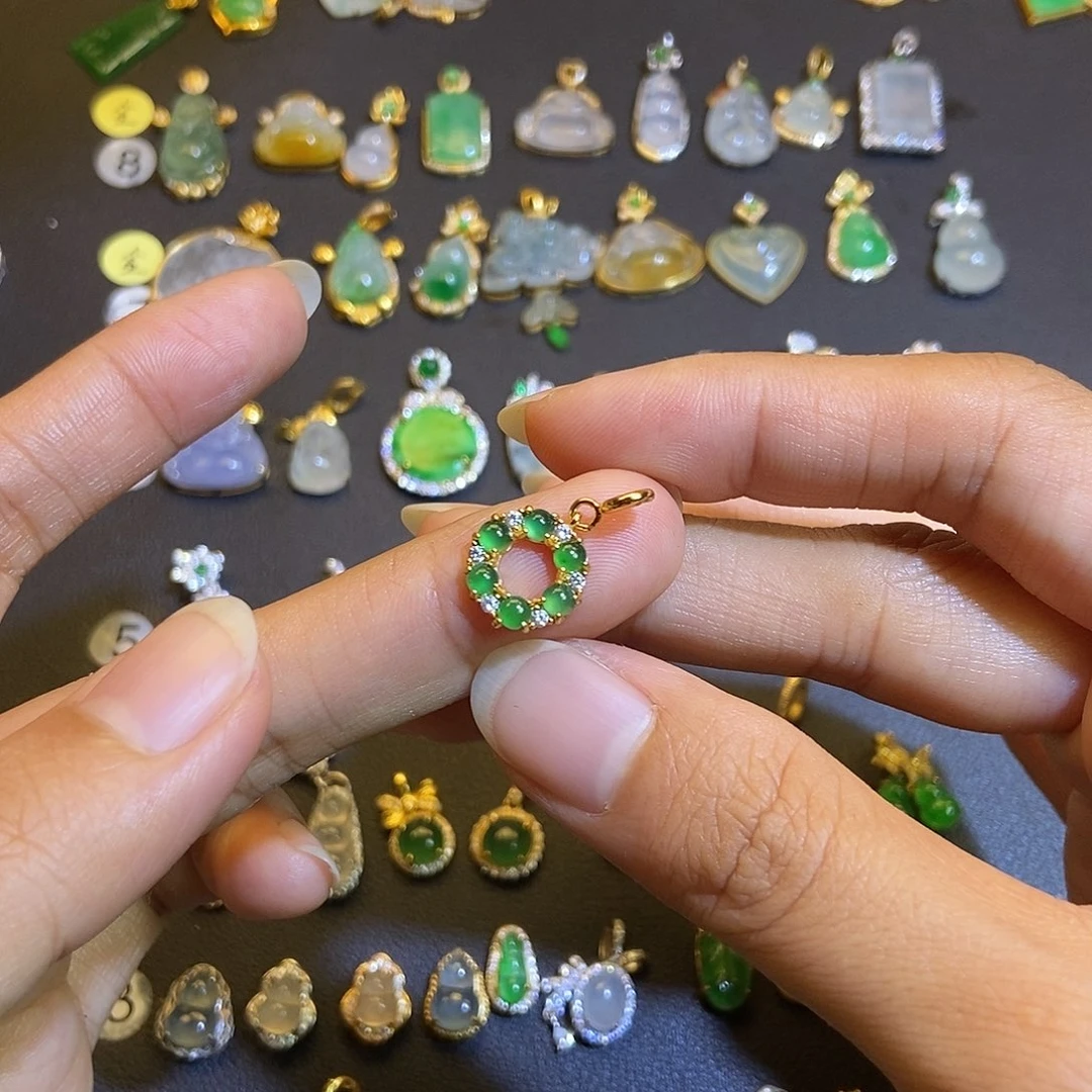 翡翠银S925镶嵌吊坠(不含链)