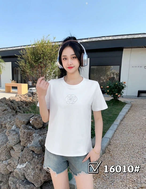 潮牌T山茶花双面刺绣宽松印花