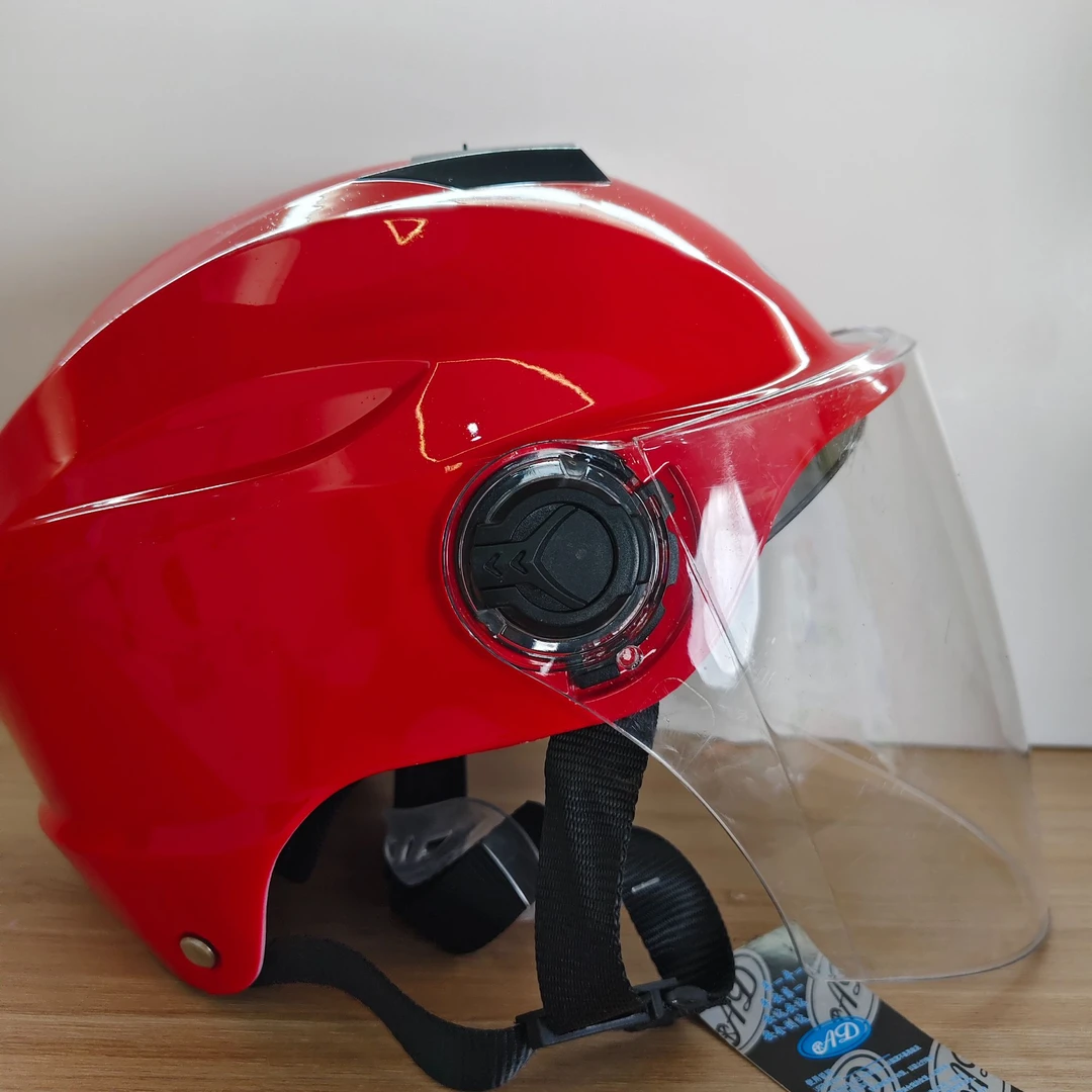 单镜片福利款透明红大瑕疵夏季电动车头盔