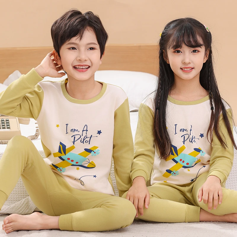 保暖吸汗印花卡通男童女童秋衣打底长袖家居服春秋