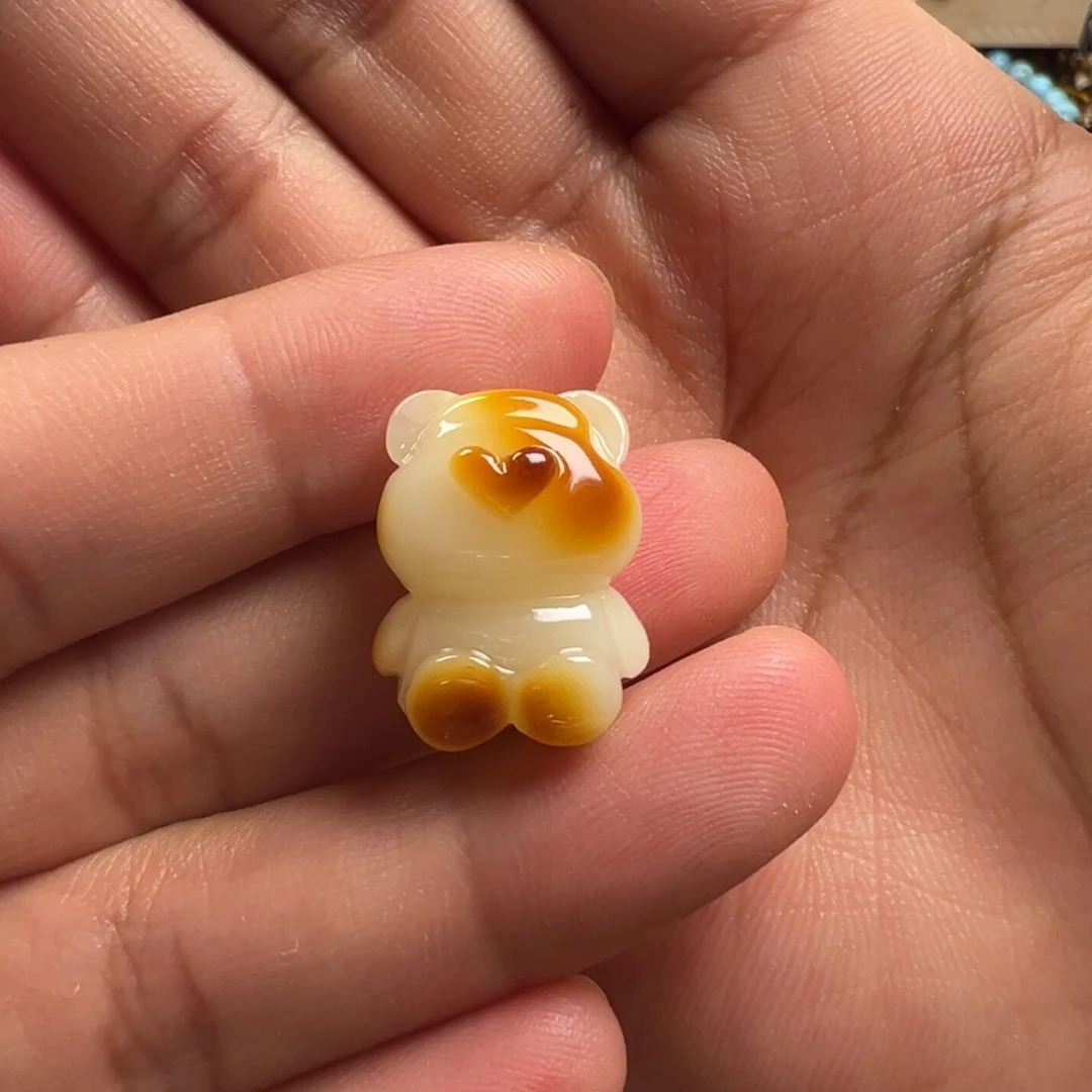 蜜蜡颈饰未镶嵌魇*白花小熊（打孔不退换）