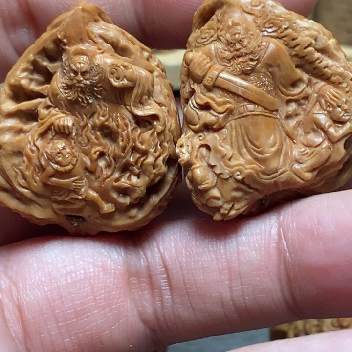 無***客手串/手链核桃风味纯手工核桃雕刻神威钟馗
