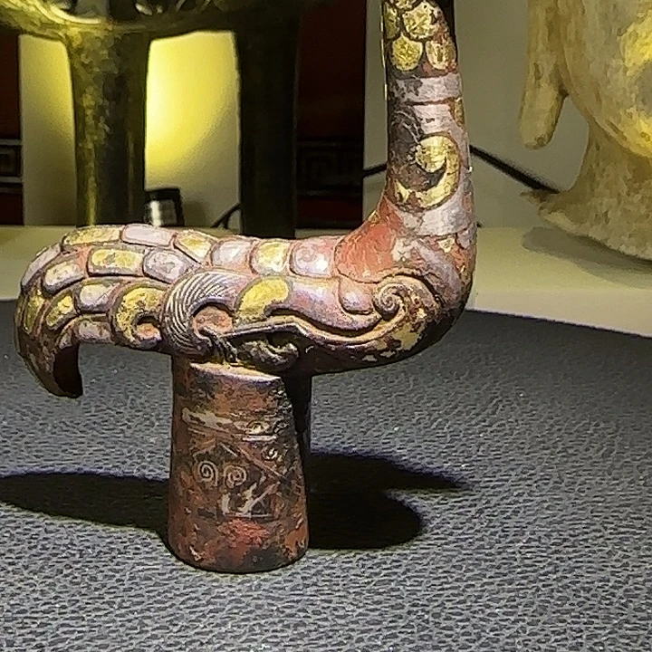 晴***️古铜错金银仗首朱雀