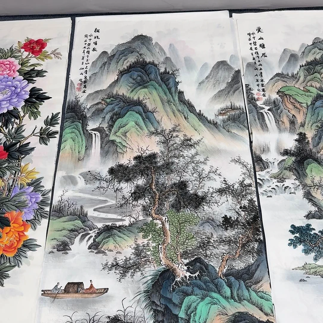 一***叶国画四尺尺寸70X140纯手绘作品