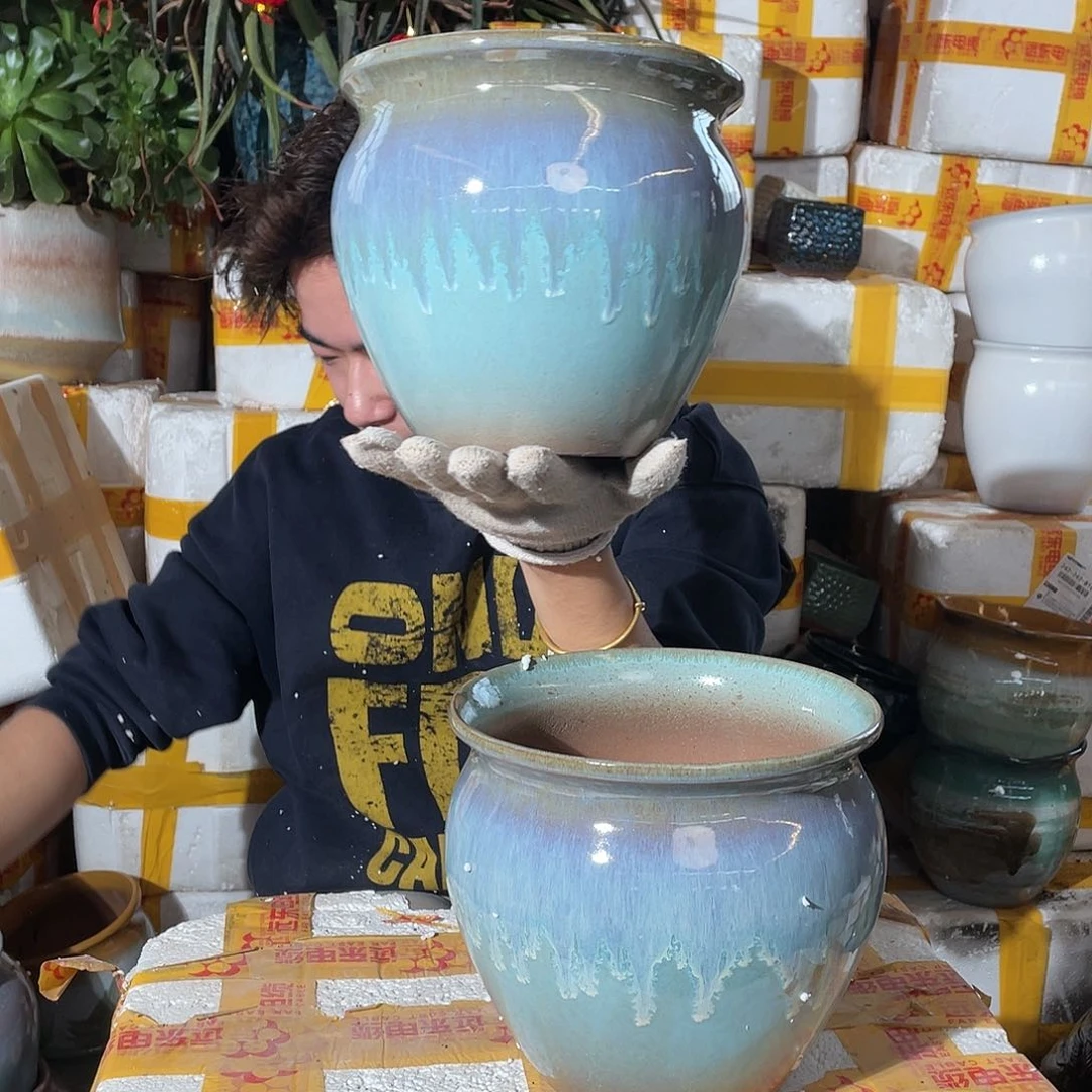 无铅玻璃宜兴紫砂花盆594