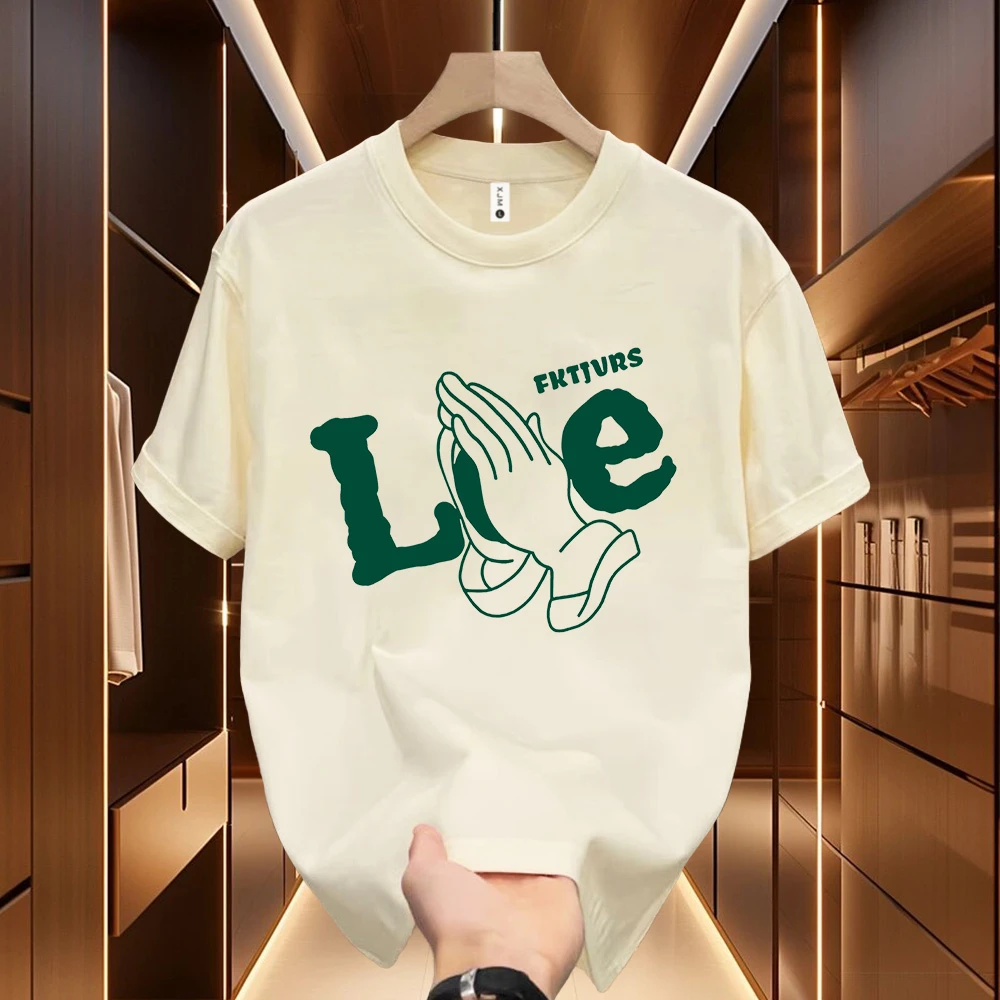 夏季圆领男装女装宽松卡通印花时尚短袖情侣欧美嘻哈纯棉T恤-合手