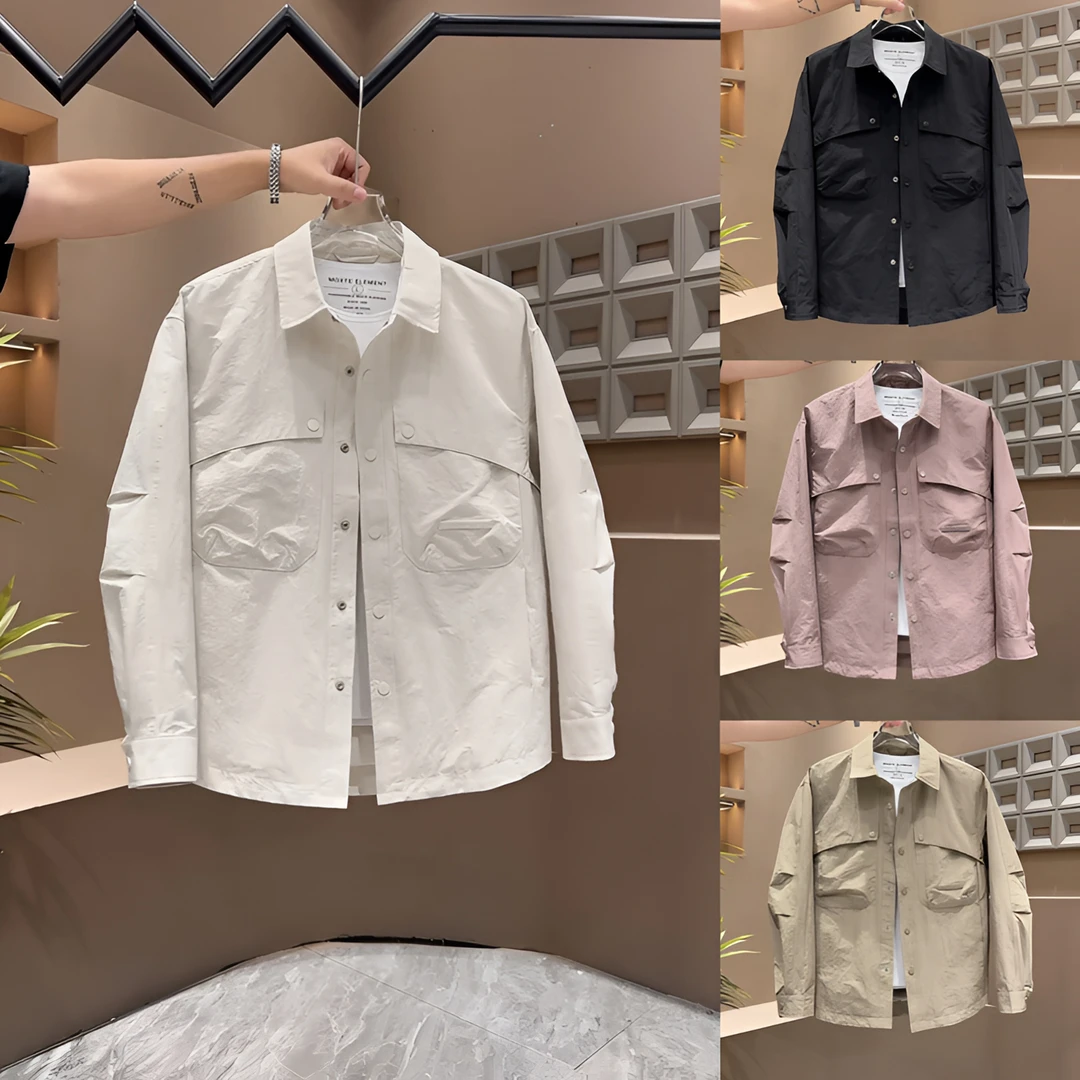 2025秋季美式潮牌工装大口袋翻领夹克男时尚潮流百搭宽松休闲外套