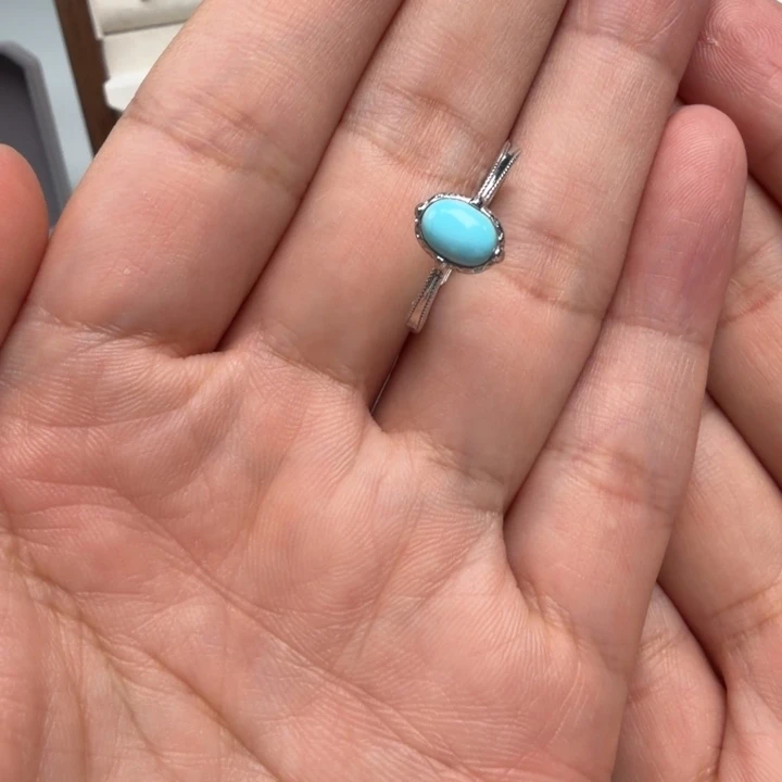 绿松石银S925镶嵌戒指