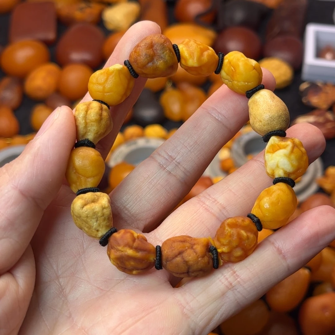 琥珀裸石未镶嵌天然蜜蜡手串