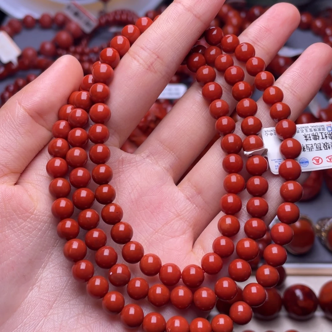 南红玛瑙其他未镶嵌6➕精品瓦西偏锦红满肉佛珠