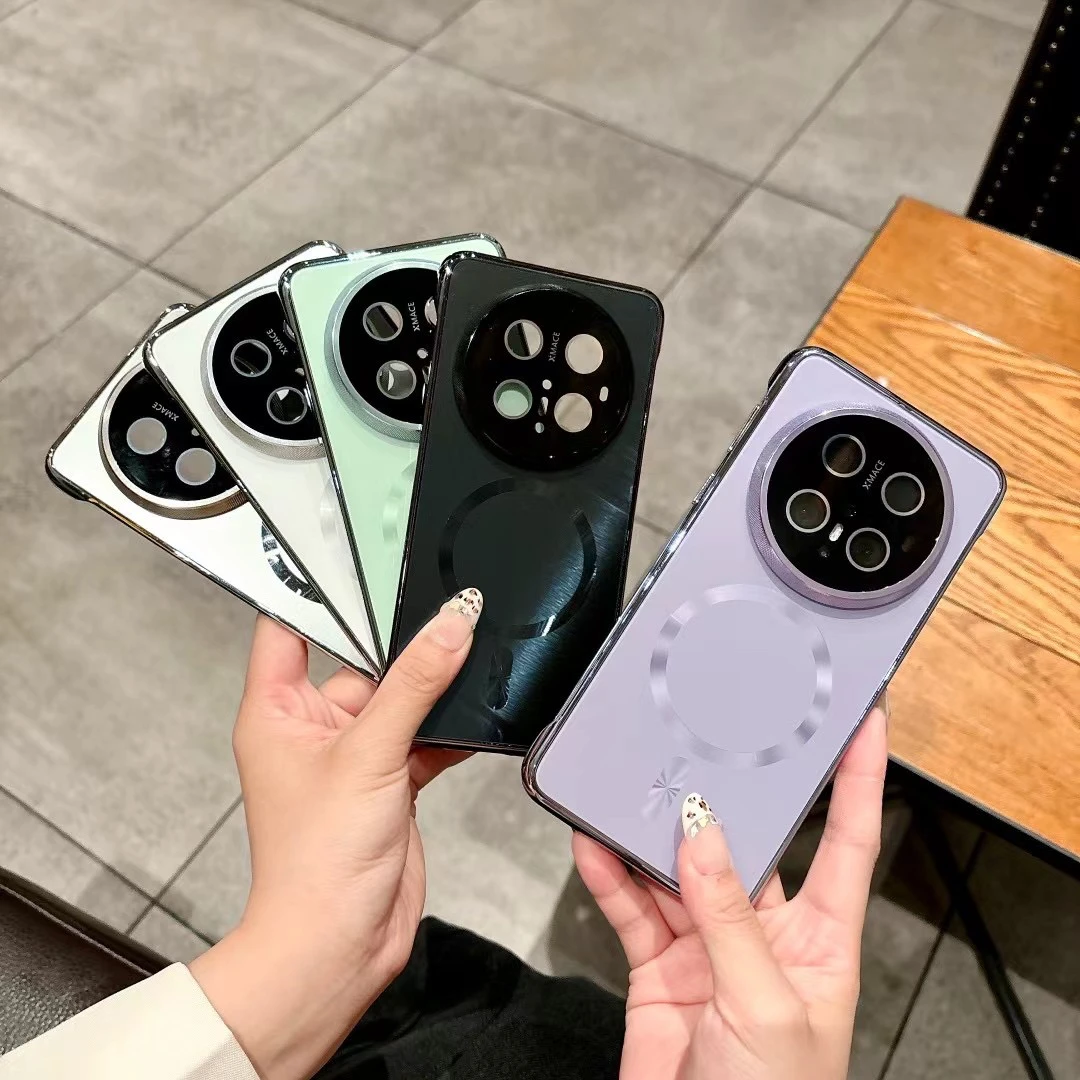 适用mate60/70pro裸感无边框磁吸透明磨砂手机壳ins自带镜头膜