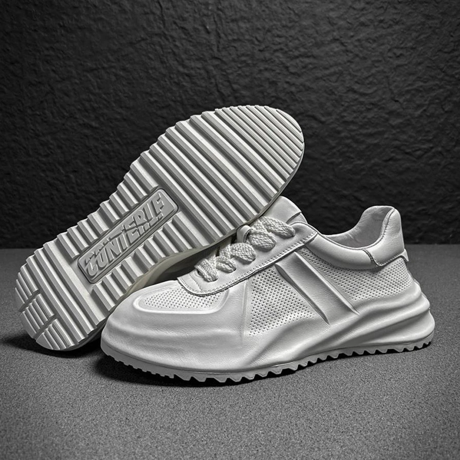 纪诗哲手工老爹鞋男款头层牛皮新版时尚百搭小白鞋轻奢透气休闲鞋