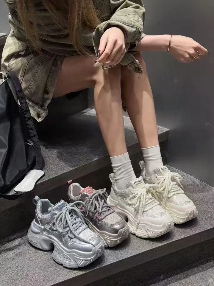 【华小姐】夏季新款时尚潮流圆头厚底透气百搭休闲鞋2532