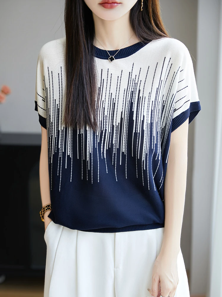 莱赛尔天丝100夏季短袖T恤女圆领宽松时尚百搭半袖夏季薄款短袖