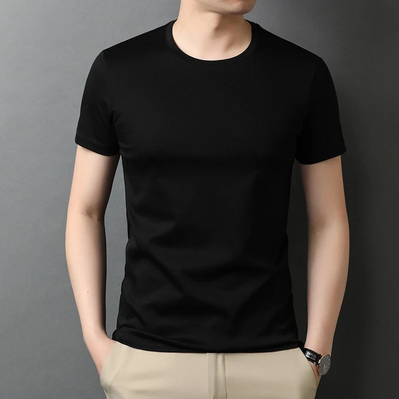 利郎商务休闲男士纯棉圆领短袖T恤高档2025夏季薄款透气半袖体恤