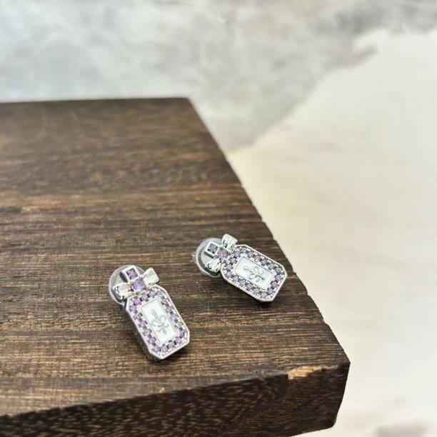 铜合金合成锆石耳饰 鸢尾紫色zz耳环EH3061