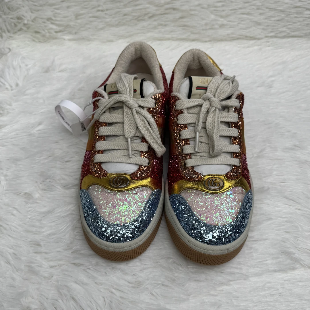 95新 GUCCI/古驰 彩色亮片低帮板鞋脏脏鞋/36.5码/FZ197