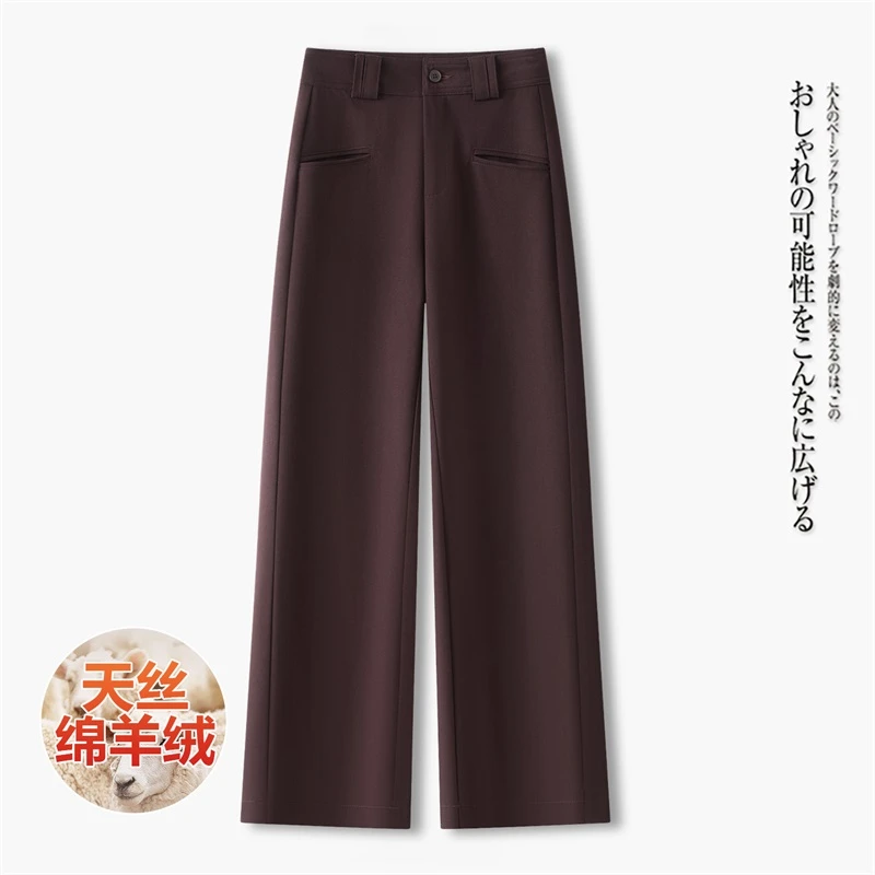 灰色显瘦高腰直筒裤2025秋冬新款垂堕感休闲女裤干练气质正装裤子