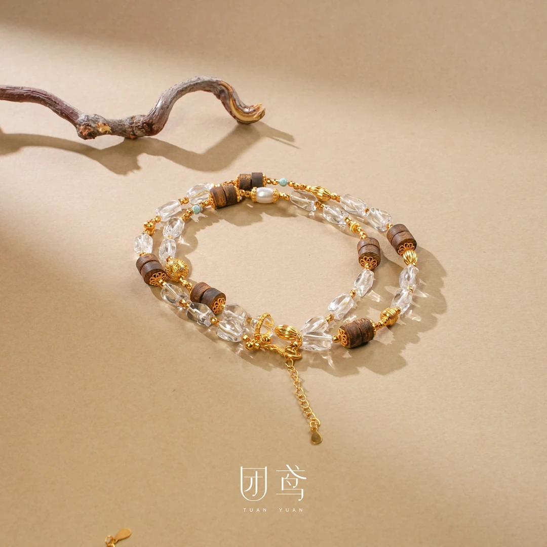 沉香【寻白】0.7海南莺歌绿奇楠 双A白水晶原创设计夺权手串【团鸢】