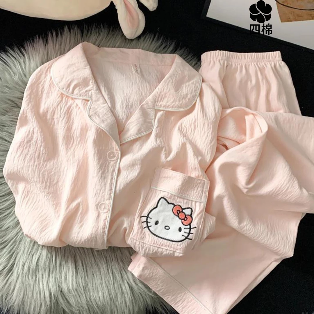 睡衣秋季云朵绵睡衣女两件套家居服春秋卡通睡衣